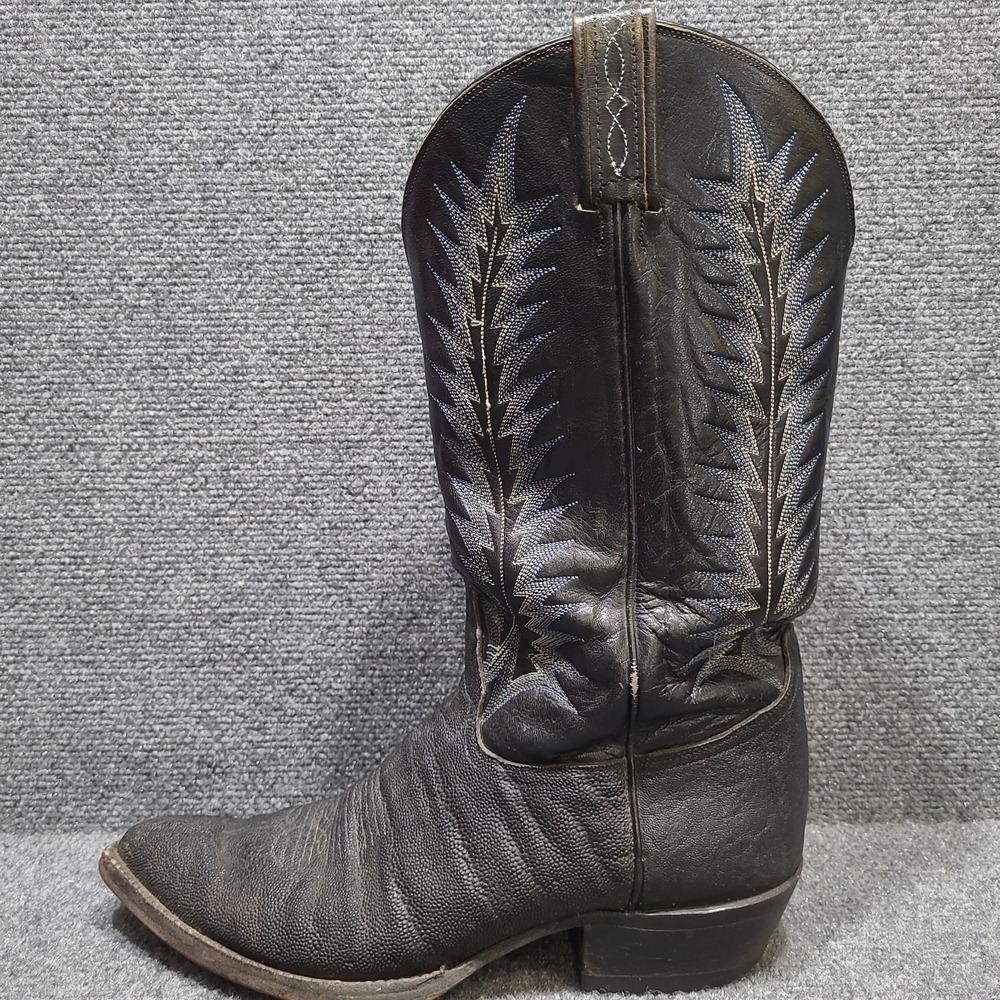 Vintage Tony Lama Cowboy Boots Gold Label Exotic Hide 8614 Black Men's11 D - Picture 9 of 15
